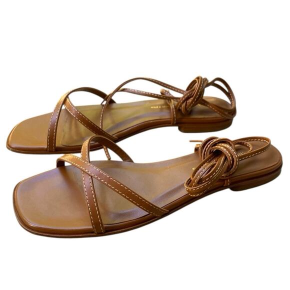 Margaux The Wrap Sandals EU 38.5 US 8.5 Brown Nappa Leather Tie Lace Up Neutral - Picture 6 of 13